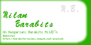 milan barabits business card